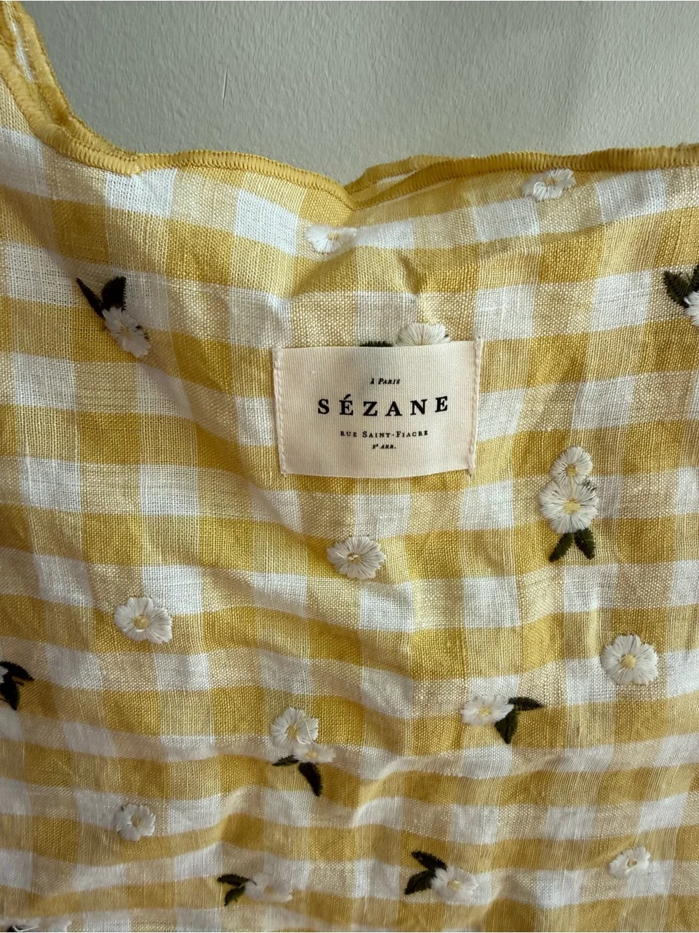 Sezane Shopper Bag Straw Yellow Gingham - Size TU